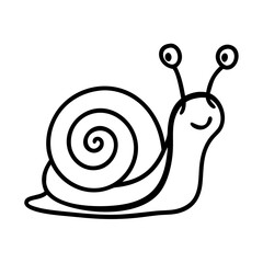 Cute Snail Line Art SVG, Adorable Cartoon Snail Clipart, Kawaii Snail Outline for Kids Crafts, Coloring Page Snail Design, Nature Animal Doodle, Printable Snail for Cricut, Vector Snail Graphic