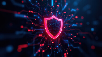 Cybersecurity logo with digital shield