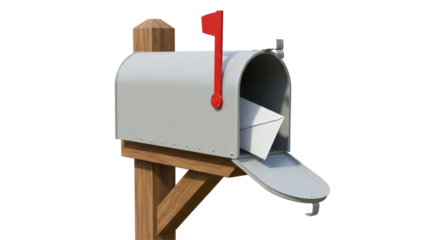 Isolated Mailbox with Letter