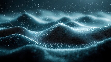 Abstract glittering, soft, wavy surface in blue tone