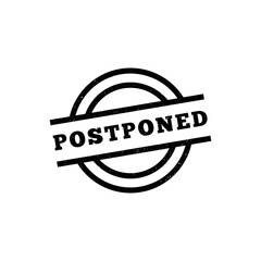 Postponed grunge rubber stamp on white background.