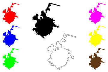 Hamadan city (Islamic Republic of Iran, Persia, IRI, Hamadan province) map vector illustration, scribble sketch Hamedan map