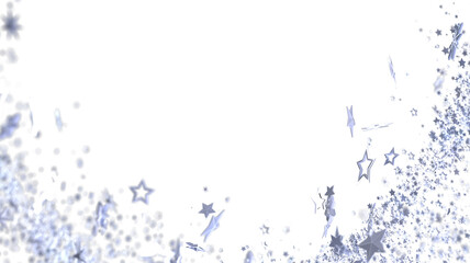 Sparkling silver stars burst across a white background. Perfect for festive designs.