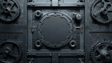 Fototapeta premium Industrial machine steel surface with gears for mechanical product mockup, background wallpaper AI generated image