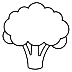 Cartoon Broccoli line art Icon vector illustration of a cartoon chef hat