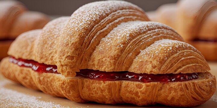 Delicious Raspberry Jam-Filled Croissant A Delightful Pastry Experience