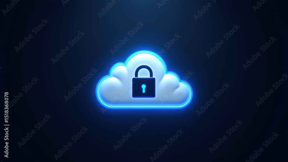 Poster a cloud icon with a lock symbolizing cyber security.
