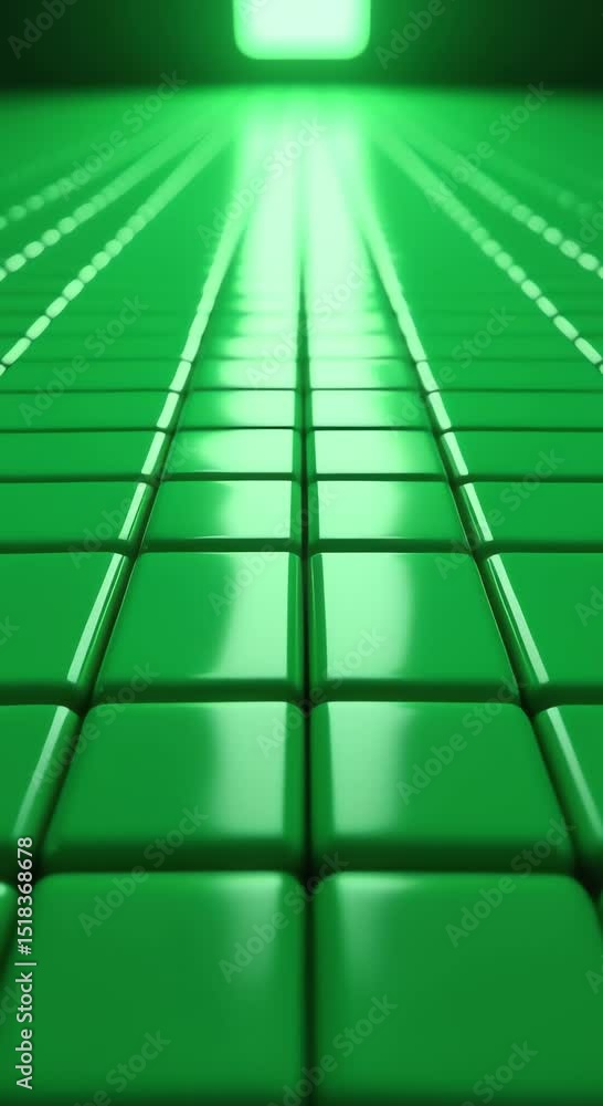 Poster green tiled floor light shining creating vibrant contrast two colors tiles