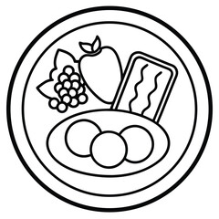 Healthy Breakfast Plate line art Vector 