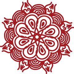 Detailed and symmetrical mandala artwork featuring intricate geometric patterns and ornamental elements. This decorative design is perfect for use in meditation visuals, coloring books, textile prints