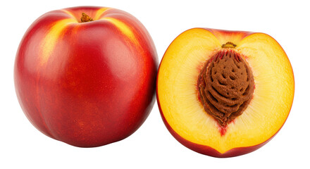 Isolated Nectarine Cut in Half