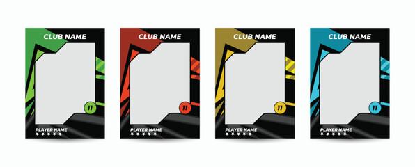 Set of player trading card template, Photo frame and border collection for soccer, hockey, volleyball, and basketball players, Sport flyer layout design, Template eps 10.