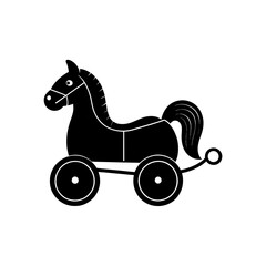 Wooden pull toy silhouette vector art.