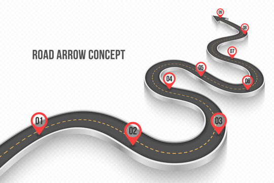 Fototapeta Winding 3d road infographic concept on a white background. Timeline template.