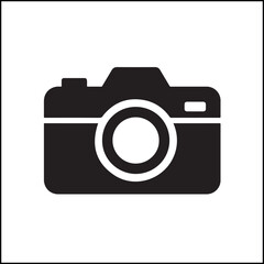 Black White Camera Silhouette Icon Vector
