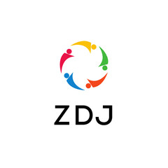 ZDJ Letter logo white background