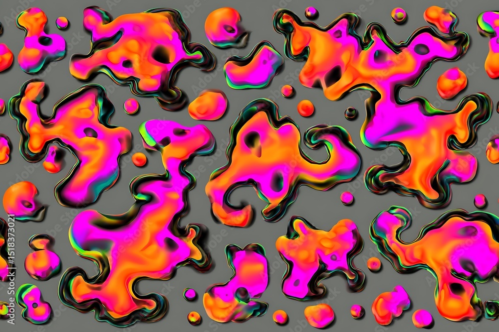 Poster abstract colorful blobs on a gray background