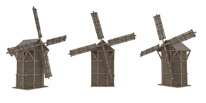 Old wooden windmill water pump tower. Isolated 3D render.