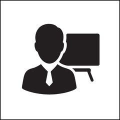 Teacher Black Silhouette On White Vector