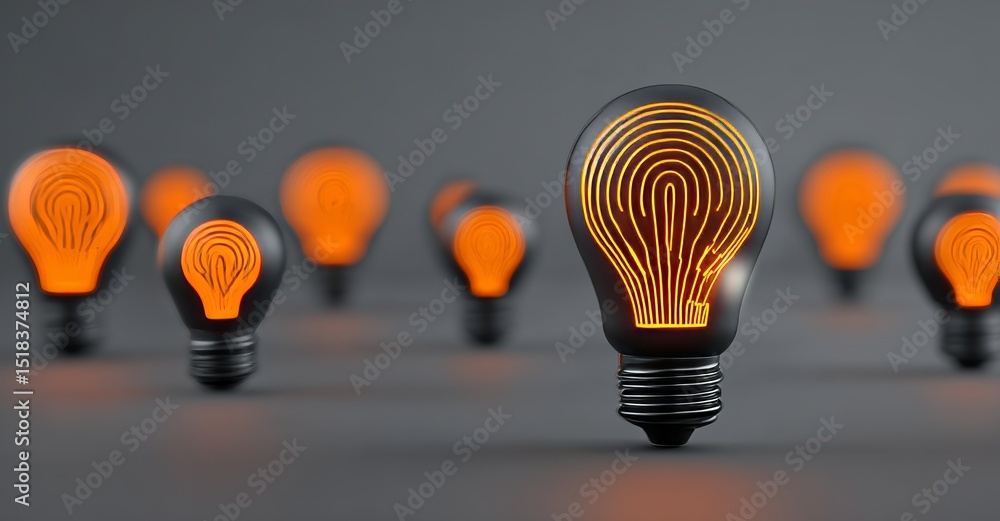 Poster a creative concept of innovation and thinking is represented by a glowing light bulb on a dark backg