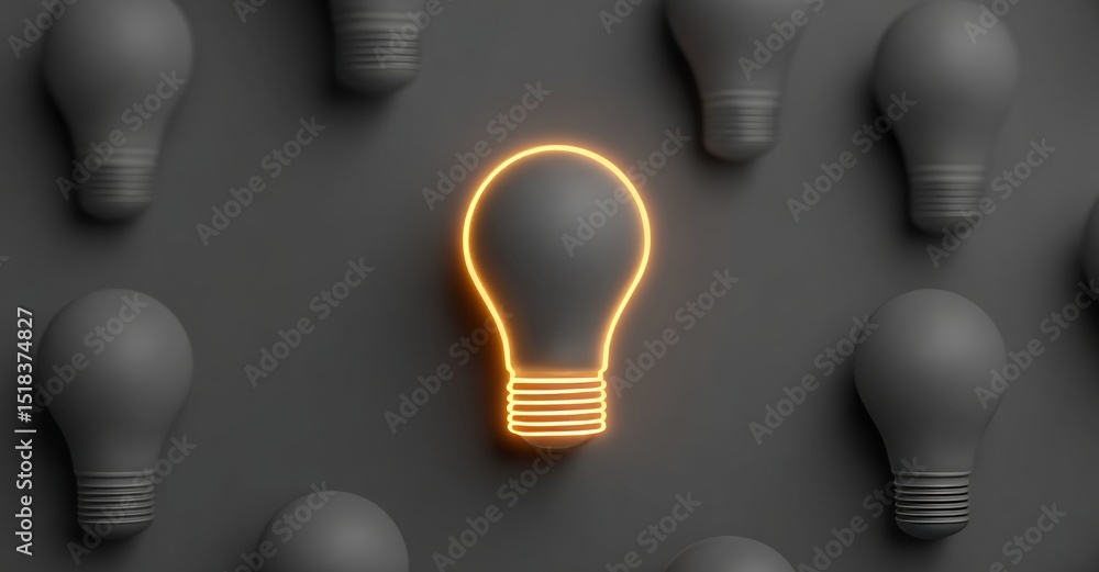 Poster the concept of creative thinking and innovation is embodied in a glowing idea light bulb set against