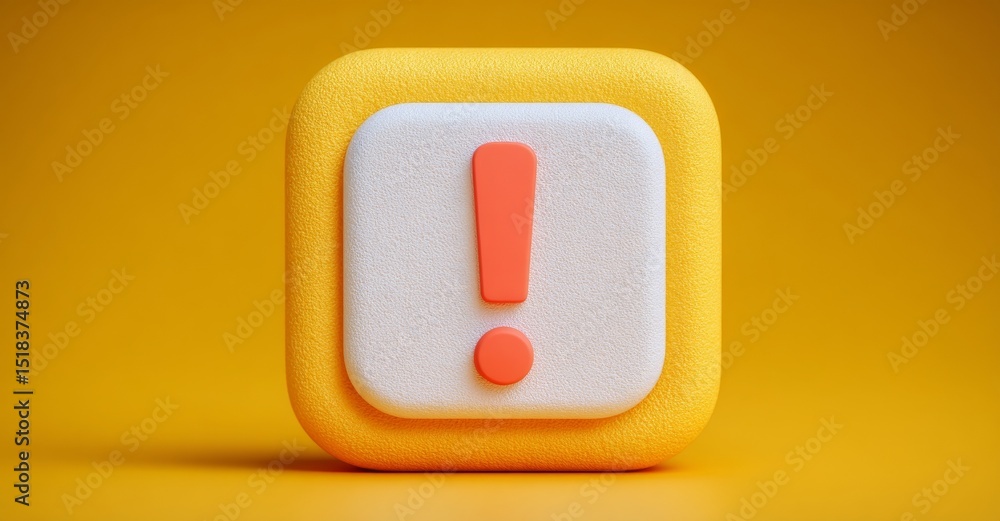 Poster a 3d rendering of a yellow exclamation mark symbol and attention or caution sign icon set against an