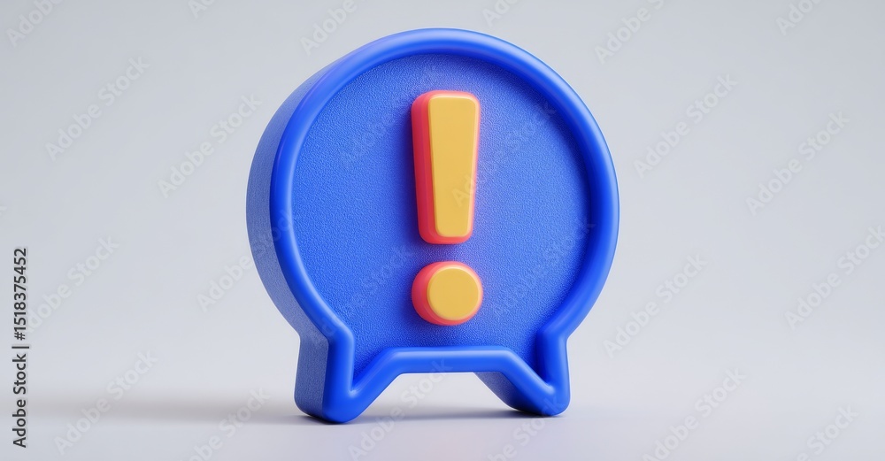 Poster a 3d rendering of a blue exclamation icon sign, symbolizing attention or caution, is isolated on a w