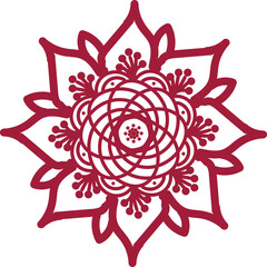 Detailed and symmetrical mandala artwork featuring intricate geometric patterns and ornamental elements. This decorative design is perfect for use in meditation visuals, coloring books, textile prints