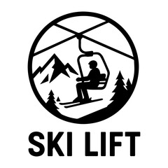 Ski lift icon with transparent background aerial mountain transport winter sports symbol
