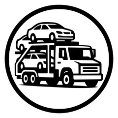 Car carrier trailer icon with transparent background vehicle transport flatbed truck cargo transport symbol
