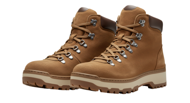 Isolated Brown Hiking Boots