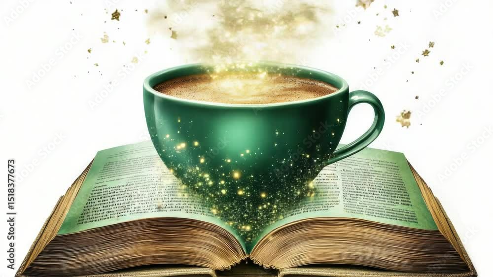 Poster a cup of coffee sits on top of an open book, perfect for studying or relaxing