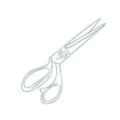 Vintage scissors illustration, hand-drawn in ink. Original sewing drawings, in lineart, for cards, posters, and graphic design.