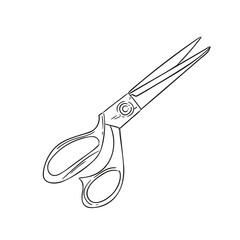 Vintage scissors illustration, hand-drawn in ink. Original sewing drawings, in lineart, for cards, posters, and graphic design.