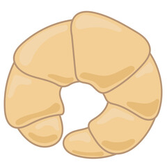 Fresh Croissant Bread Pasty Product Icon. Small Bakery Business Symbol. Sweet Morning Breakfast Wheat Flour Food Icon. Hand Drawn Doodle Outline Element. 