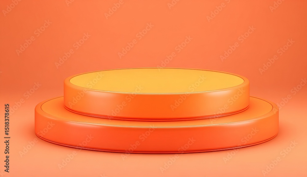 Poster vivid summer scene of a minimal product stand or empty pedestal with a yellow podium on a 3d backgro