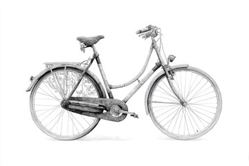 Fototapeta premium Vintage Hand-Drawn Illustration of a Classic Bicycle with Intricate Design Elements