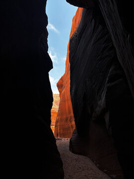 red sandstone slot canyon in Southern Utah