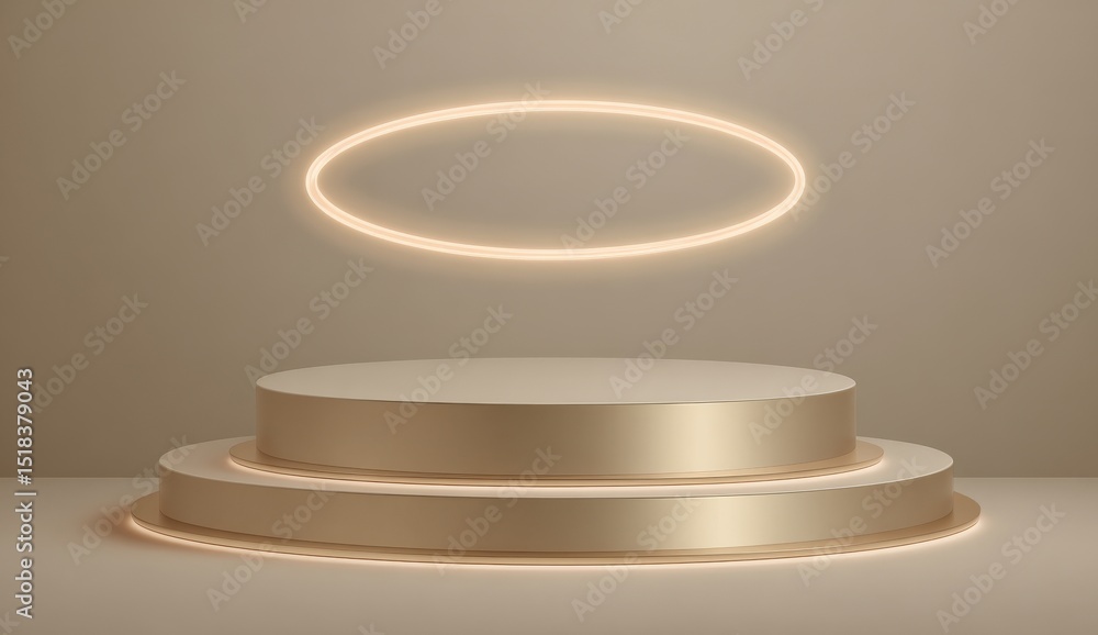 Aufkleber a luxurious golden pedestal is positioned on a premium backdrop in a modern and minimalist 3d stage 