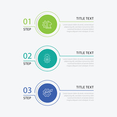 Business infographic template vector element. 3 step vertical columns for business information and web graphic design 