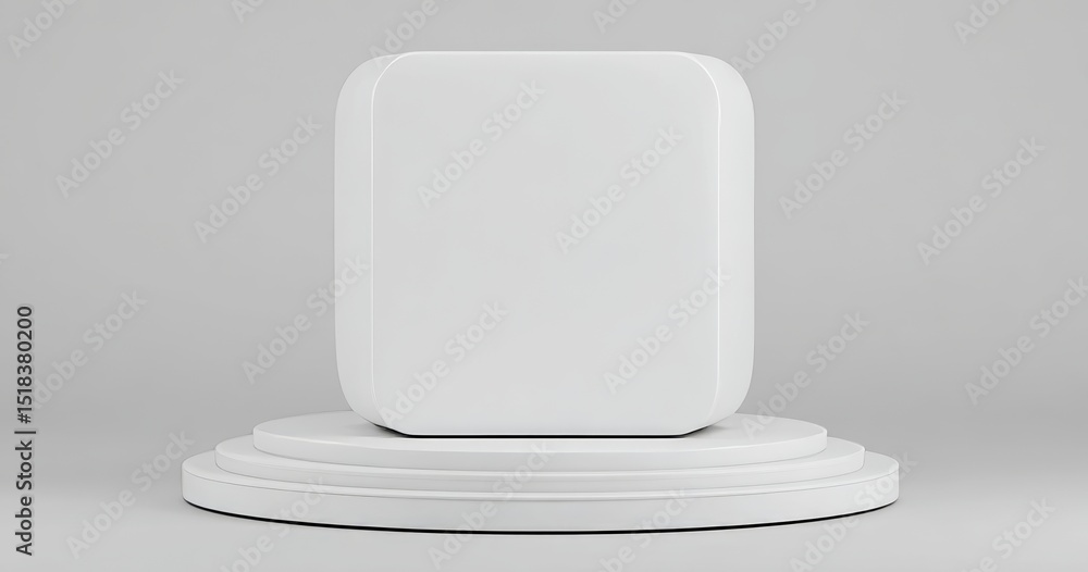 Poster a blank 3d space with a simple white cube serves as a modern product display stage and geometric stu