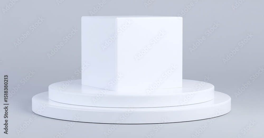 Aufkleber the empty product stage features a white cube on a 3d background of a blank space scene template pla