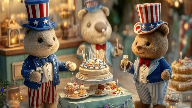 Animals celebrating birthday party