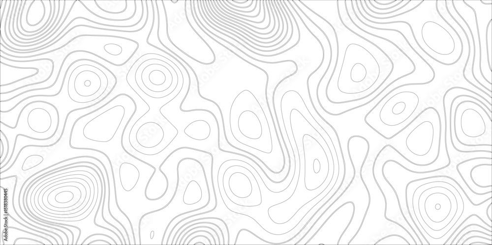 Poster Ocean topographic line map with curvy wave isolines vector illustration. Abstract topographic contours map background, Vector contour topographic map. Cartography texture abstract banner use.	