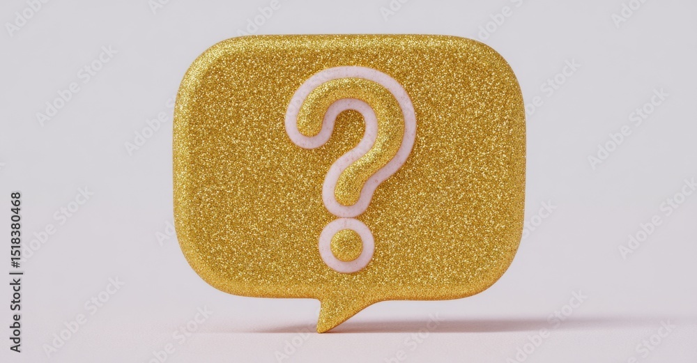 Poster a 3d gold question mark symbol represents the concept of a solution to a problem, embodying an idea 