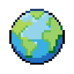 Earth icon in pixel art style

