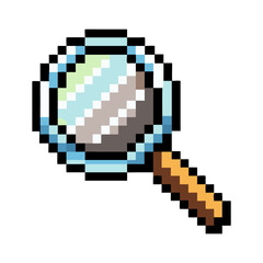 Magnifying glass icon in pixel art style