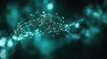 Abstract network connection with glowing teal nodes