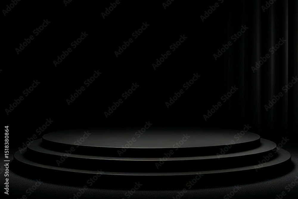 Poster template for a studio floor featuring an empty gradient black backdrop wallpaper with an abstract li