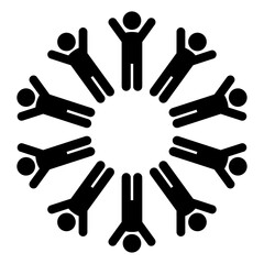 両手を上げる人物の輪